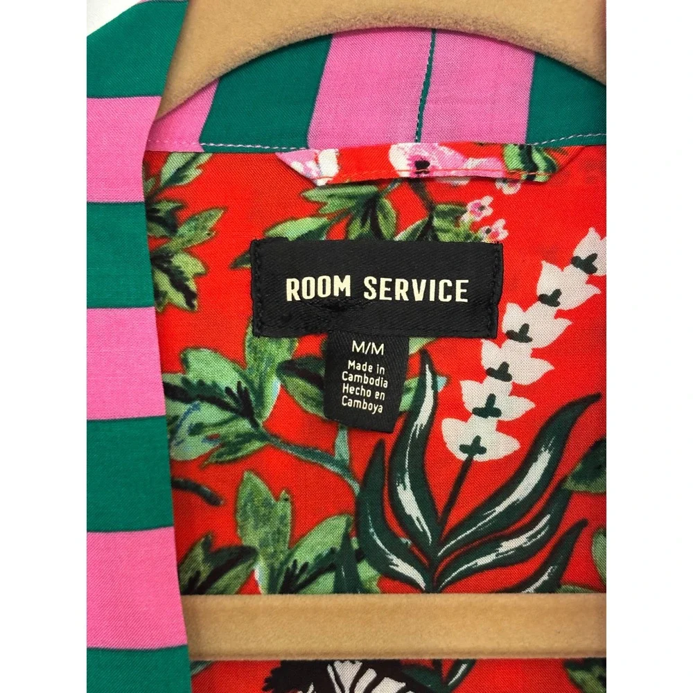 Room Service Medium Floral Animal Print Robe Womens Red